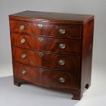 Victorian mahogany bowfront chest, the bow top above four long graduated drawers raised on bracket