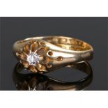 22 carat diamond ring with a central diamond held in eight claws, ring size M, 3.6 grams