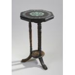 Fine pietra dura occasional table top, the octagon top with a central fan of foliate springs, set