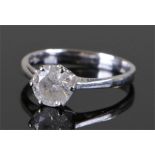 9 carat white gold diamond solitaire ring, the approximately 1 carat central diamond within a six