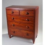 Victorian mahogany chest of drawers, the rectangular top above two short and three long drawers,