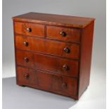 Victorian mahogany chest of drawers, the rectangular top above two short and three long graduated