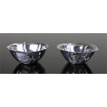 Pair of Victorian Scottish silver bowls, Edinburgh 1893, maker Meta Napier-Brown , the flower and