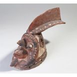 Polychrome painted mask, with geometric designed decoration, 32cm long