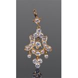 Diamond set pendant, the Chinese gold frame set with twenty diamonds, 40mm high