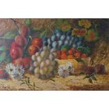 British school, still life of fruit, indistinctly signed, oil on canvas, 44cm x 29cm excluding