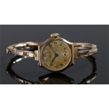 Recta 9 carat gold ladies wristwatch, the gilt dial with Arabic hours and subsidiary dials, 9