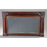 Victorian rosewood overmantle mirror, with half columns to the top and sides, gilt capitals,