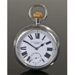 First War military openface pocket watch, signed H Williamson Ltd, London, the white enamel dial