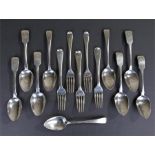 Set of six William IV silver dessert spoons, Exeter 1835, maker William Woodman, fiddle pattern,