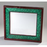 Early 20th Century faux malachite mirror. The faux grained border with internal faux malachite