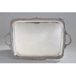 Edward VII large silver tray. Sheffield 1906, maker Atkin Bros, Harry Atkin. The gadrooned edge with