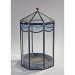 Glass display cabinet, the lead case with panels of glass, angled lift off top, 28cm x 40cm