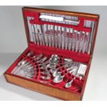 Canteen of silver plated Thomas Turner cutlery, an eight piece set, housed with a mahogany cabinet