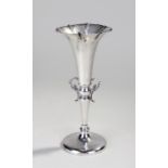 English silver flower vase, marks rubbed, maker mark H&H, the splayed top and log tapering vase