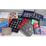 ** Mixed coins, to include Food for all sets, FAO money collection, GB coin sets and Crowns, (