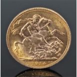 George V sovereign, 1914, St George and the Dragon to the reverse