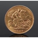 Edward VII half sovereign, 1909, St George and the Dragon to the reverse