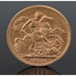 Edward VII sovereign, 1906, St George and the Dragon to the reverse