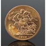 George V sovereign, 1913, St George and the Dragon to the reverse