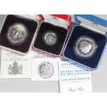 Silver proof coins, to include a silver £1, a Prince of Wales silver crown and a Queen Elizabeth