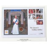 Elizabeth II 2001 Sovereign, the Queens Golden Jubilee sovereign and stamp set