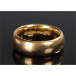 22 carat gold wedding band, 8.8 grams, ring size I 1/2