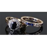 Two 9 carat gold rings, to include a stone set eternity ring and a stone set ring, (2)