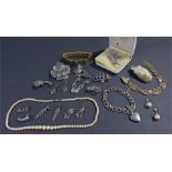 Mixed costume jewellery, to include silver and marcasite jewellery, a necklace earrings,a pendant,