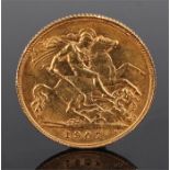 Edward VII half Sovereign, 1907, St George and the Dragon reverse