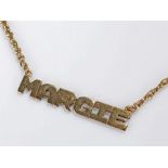 9 carat gold necklace, with the name Margie, 8.5 grams