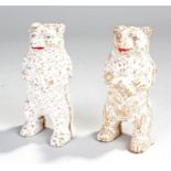 Two money boxes, in the form of beers, white painted, 15cm high, (2)