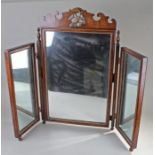 George III style triptych mirror, with three rectangular mirror plates, surmounted by hoho bird