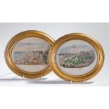 Pair of 19th Century oval prints of Brighton, The Old Steine Brighton and Kings Road Brighton.