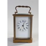 French carriage clock, with a white enamel dial, Roman hours, 14cm high