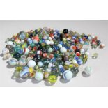 Collection of marbles, mainly air twist examples, some milk glass, (qty)