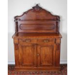 Victorian mahogany chiffonier, the high gallery back with a rectangular top with frieze drawer and