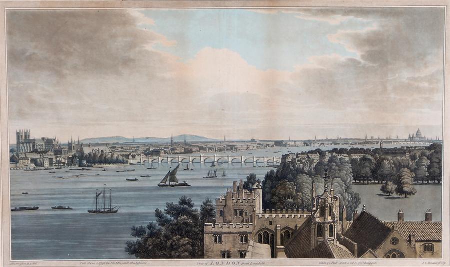 18th Century print of London. View of London from Lambeth, 1795, J Farington R.A. 56cm x 33cm - Image 2 of 3