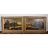 H Cole, a pair of oil paintings both river scenes, housed within gilt frames, (2)