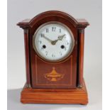 Early 20th Century mantel clock, arched top, white dial, 33cm high