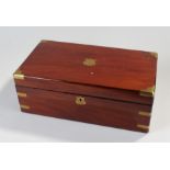 Victorian Mahogany writing slope, with hinged lid and brass corners, interior writing slope