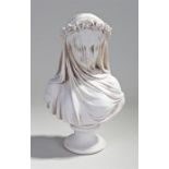 Reconstituted marble bust of a veiled lady, stamped to the reverse, Made in England, Sculptured Art