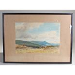 British school, watercolour of hills, signed , framed and glazed