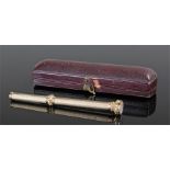 Victorian gold plated propelling pencil, with agate seal end, foliate end and engine turned shaft