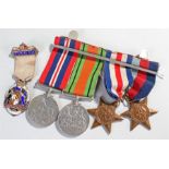 Set of Four Second World War Medals, together with a Masonic medal
