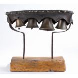 Set of late 18th Century / early 19th Century team bells, by Robert Wells, the leather canopy top