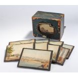 19th Century Polyorama Panoptique optical toy, the box with a view apperture, hinged lid with slides