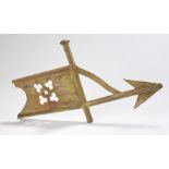 19th Century zinc weathervane pointer, in the form of an arrow with a pierced panel to the rear,