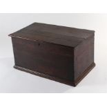 George III oak blanket box, the rectangular hinged top enclosing storage space, panel sides and