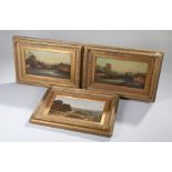 English school (19th Century), set of three oil on canvases. The first titled to the reverse 'A